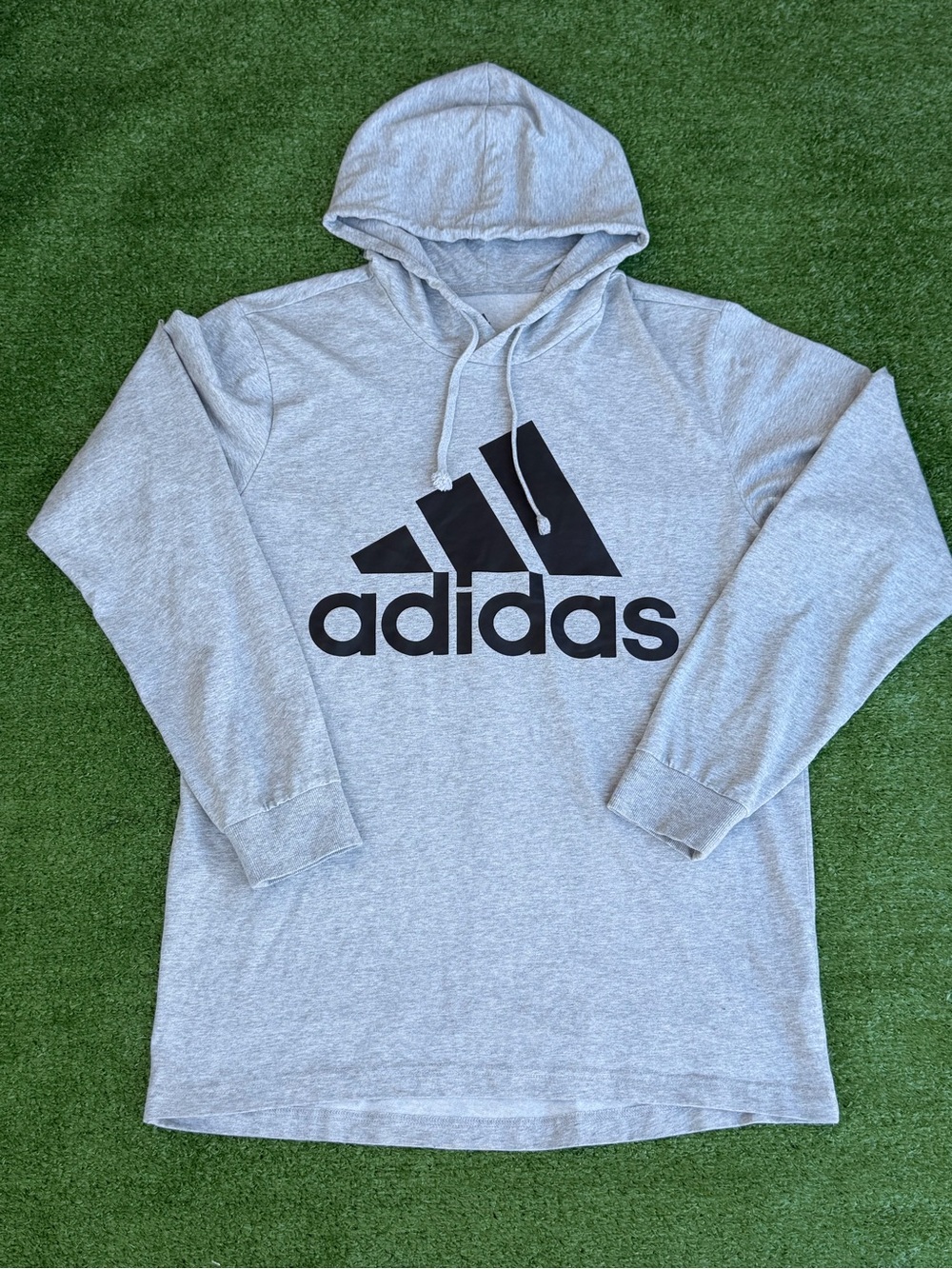 adidas Light Gray Pullover Hoodie with Black Logo